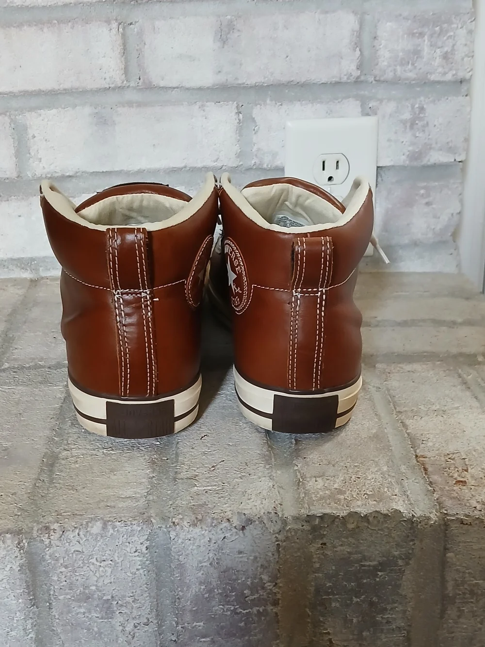 Converse Brown Leather High-Top Sneakers with White Accents